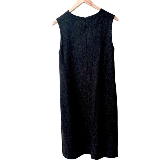 DONNA KARAN SIGNATURE Wool Flannel Sleeveless Sheath Midi Dress Charcoal Grey 12 - Picture 14 of 16